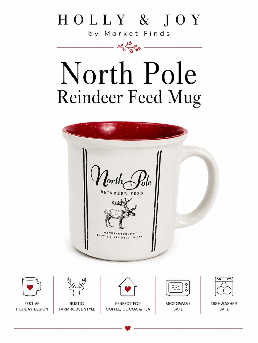 Market Finds Holly & Joy North Pole Reindeer Feed Holiday Mug
